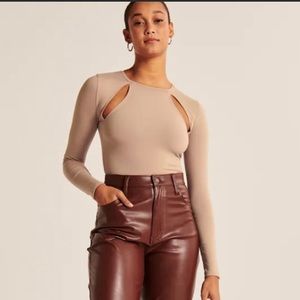 Abercrombie and Fitch tan bodysuit with cutouts